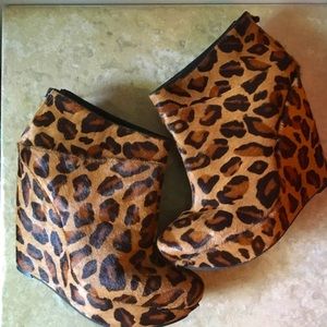 Rachel Roy Genuine Calf Hair Pony Fur Animal Print Wedge Heels